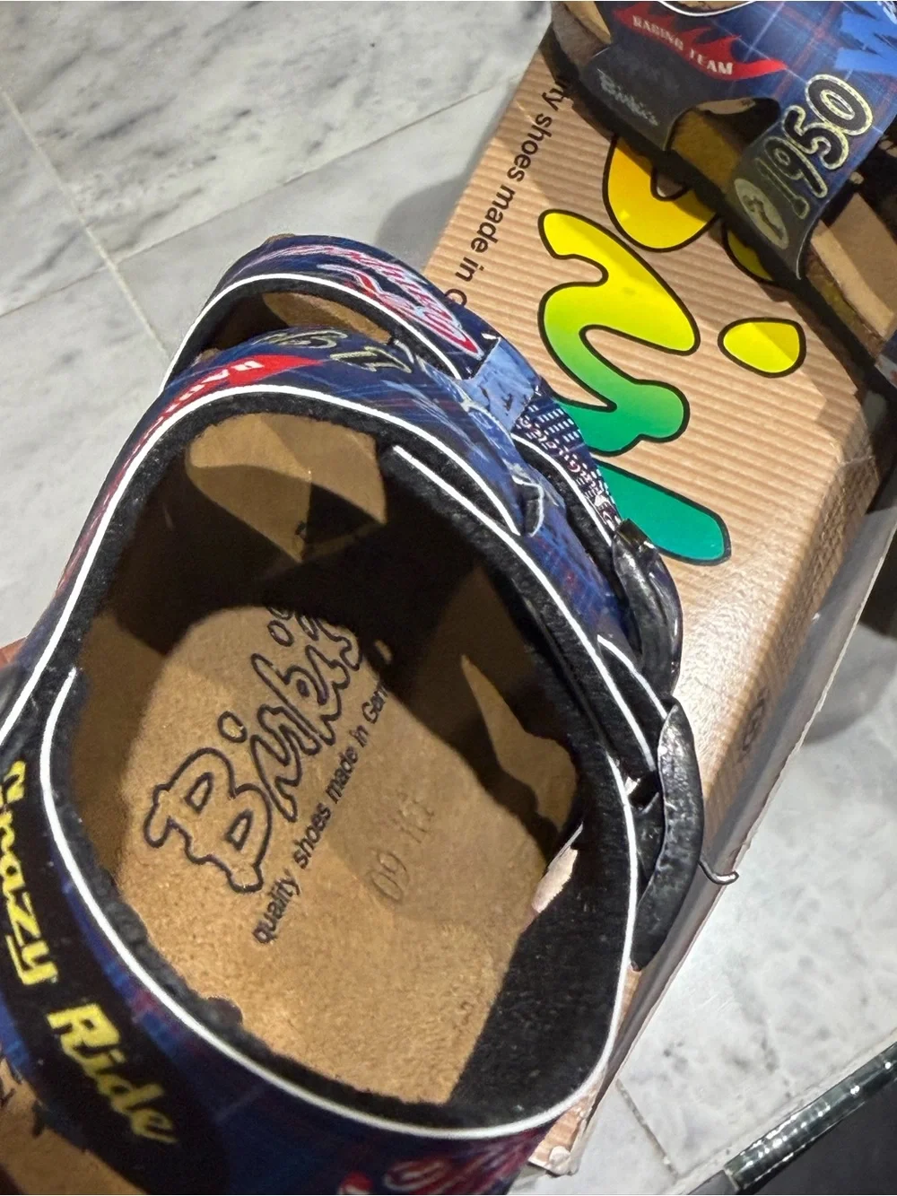 Kids Blue Graphic Adjustable Buckle Sandals